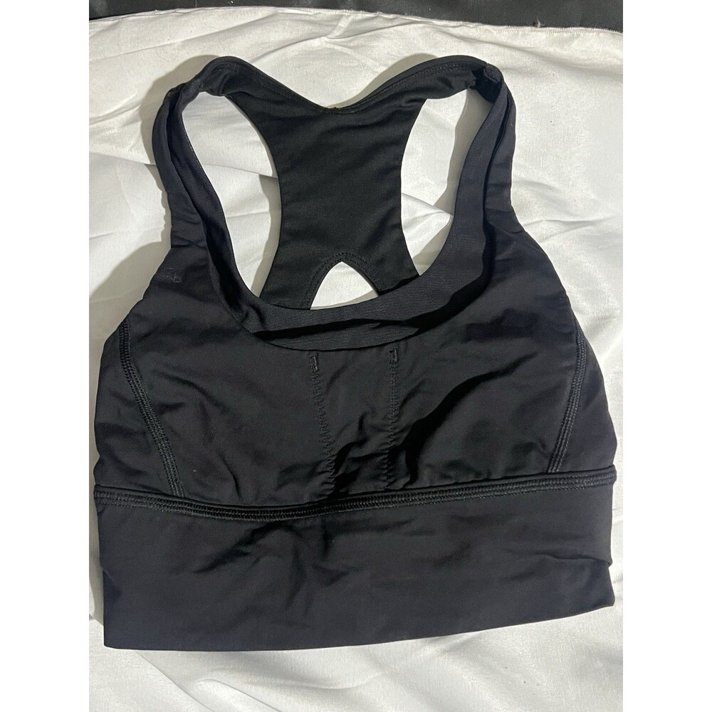 Lululemon Black Run Stuff Your Bra Medium Support Pocket Running Bra 2 Athletic